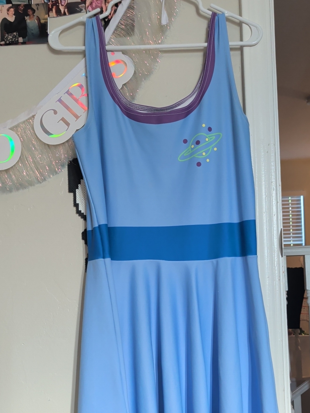 Blue Space-Print Girls' Skater Dress - Picture 2 of 3